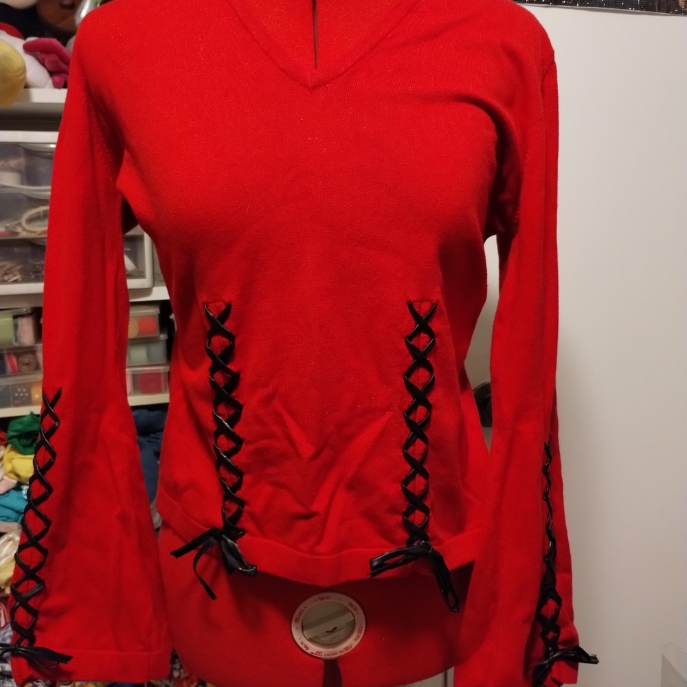 Red Lace-Up Women's Top